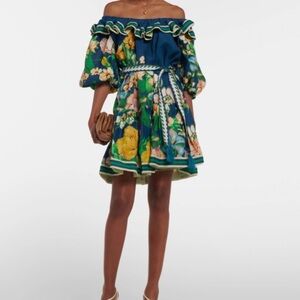 Alemais Lyla Ruffled Linen Mini Dress